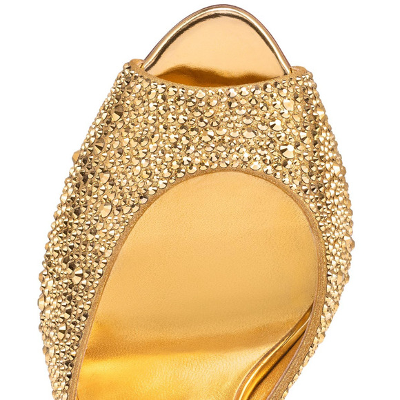 Christian Louboutin Me Dolly Strass 100 Gold Backless Sandal Mule Heel Pump 40 - Picture 6 of 12